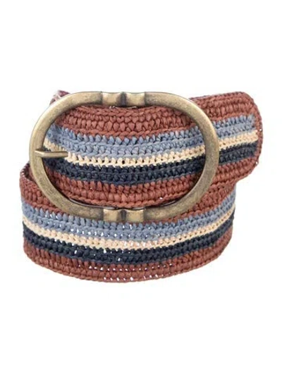 Pre-owned Sézane Wide Raffia Belt In Brown