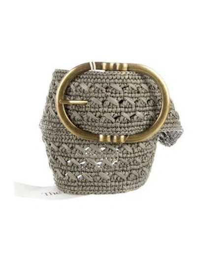Pre-owned Sézane Wide Raffia Belt In Green