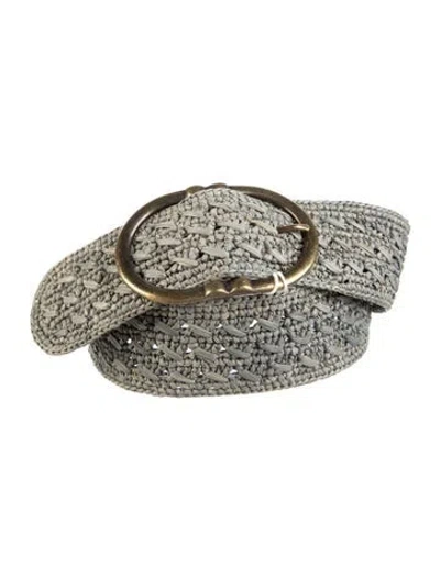 Pre-owned Sézane Wide Raffia Waist Belt In Green