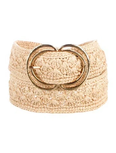 Pre-owned Sézane Wide Straw Waist Belt In Neutrals