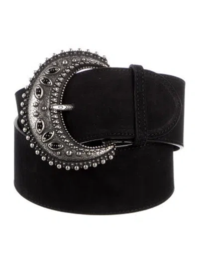 Pre-owned Sézane Wide Suede Belt In Black
