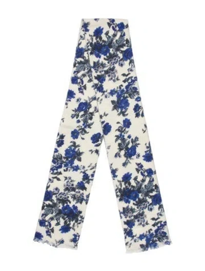 Pre-owned Sézane Wool Floral Print Shawl In Blue