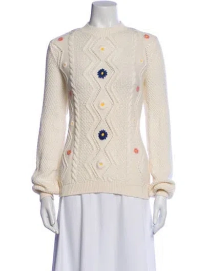 Pre-owned Sézane Wool Floral Print Sweater In Neutral