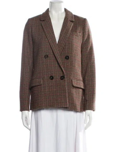 Pre-owned Sézane Wool Houndstooth Print Blazer W/ Tags In Brown