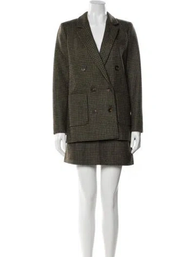 Pre-owned Sézane Wool Houndstooth Print Skirt Set In Blue
