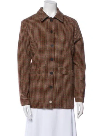 Pre-owned Sézane Wool Houndstooth Print Utility Jacket W/ Tags In Multi