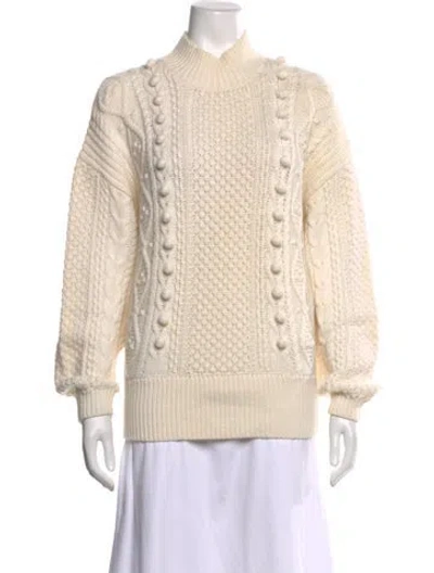Pre-owned Sézane Wool Mock Neck Sweater In Neutrals