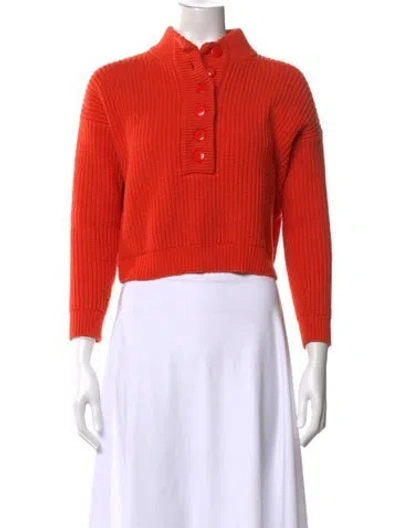 Pre-owned Sézane Wool Mock Neck Sweater In Orange