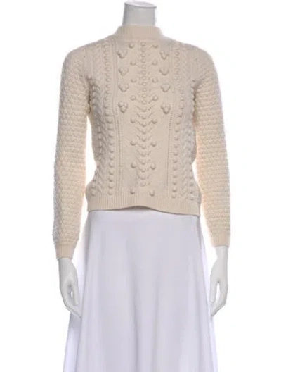 Pre-owned Sézane Wool Mock Neck Sweater In White