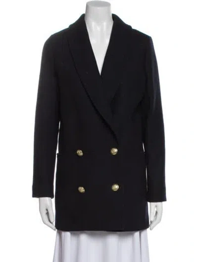 Pre-owned Sézane Wool Peacoat In Black