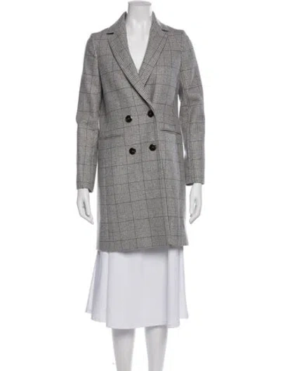 Pre-owned Sézane Wool Plaid Print Blazer In Gray