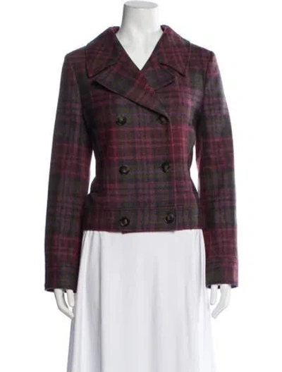 Pre-owned Sézane Wool Plaid Print Blazer In Multicolor