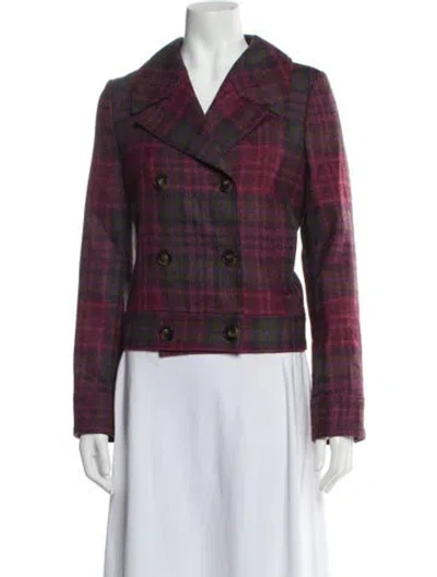 Pre-owned Sézane Wool Plaid Print Blazer In Multicolor