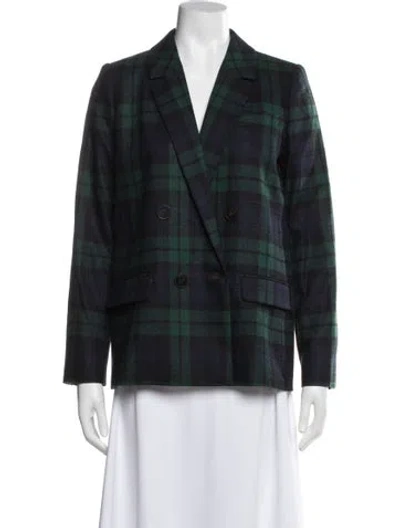 Pre-owned Sézane Wool Plaid Print Blazer W/ Tags In Gray