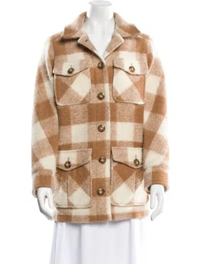 Pre-owned Sézane Wool Plaid Print Coat In Neutral