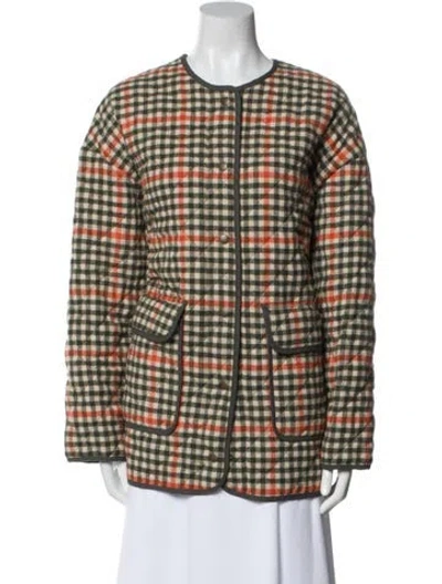 Pre-owned Sézane Wool Plaid Print Coat W/ Tags In Multi