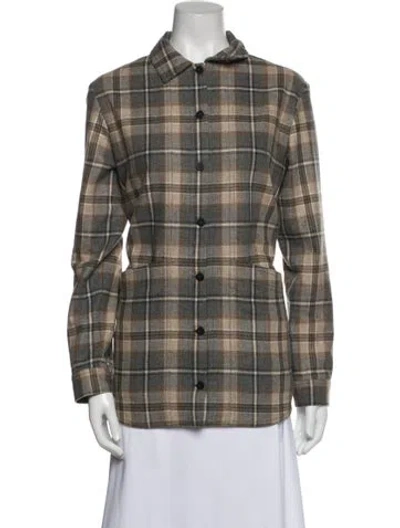 Pre-owned Sézane Wool Plaid Print Jacket In Gray