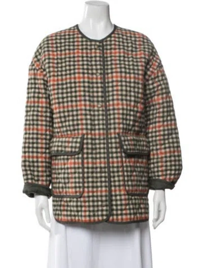 Pre-owned Sézane Wool Plaid Print Jacket In Multi