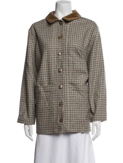 Pre-owned Sézane Wool Plaid Print Jacket In Multicolor