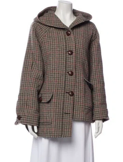 Pre-owned Sézane Wool Plaid Print Jacket In Neutral