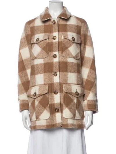 Pre-owned Sézane Wool Plaid Print Jacket W/ Tags In Neutrals