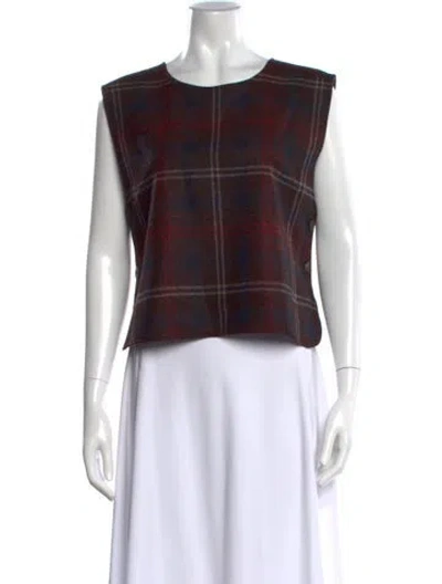 Pre-owned Sézane Wool Plaid Print Top In Multi