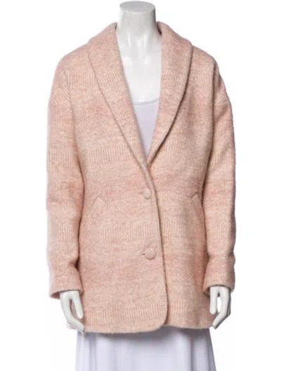 Pre-owned Sézane Wool Printed Faux Fur Coat W/ Tags In Pink