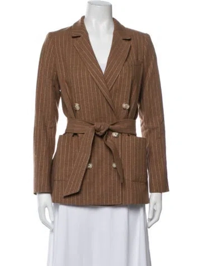 Pre-owned Sézane Wool Striped Blazer In Brown