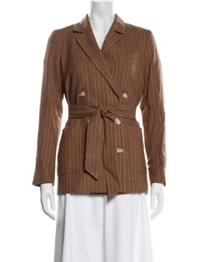 Pre-owned Sézane Wool Striped Blazer In Brown