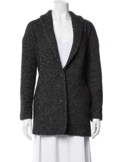 Pre-owned Sézane Wool Tweed Pattern Blazer In Black