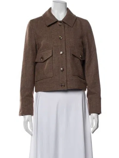 Pre-owned Sézane Wool Tweed Pattern Jacket W/ Tags In Brown