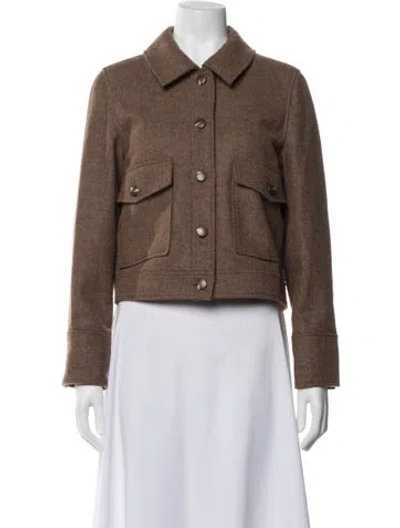 Pre-owned Sézane Wool Tweed Pattern Jacket W/ Tags In Brown