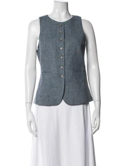 Pre-owned Sézane Wool Tweed Pattern Vest In Blue