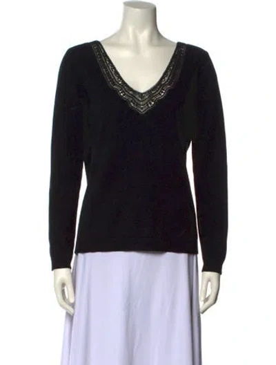 Pre-owned Sézane Wool V-neck Sweater In Black