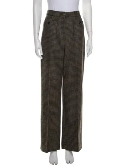 Pre-owned Sézane Wool Wide Leg Pants In Green