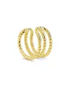 Sf Fine 14k Braided Triple Row Cuff Earrings