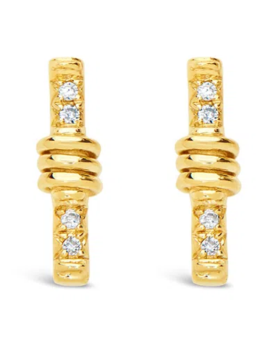 Sf Fine 14k Diamond Wrapped Bar Studs