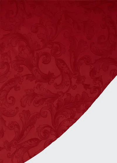 Sferra Acanthus Jacquard Round Tablecloth, 104 "dia In Garnet