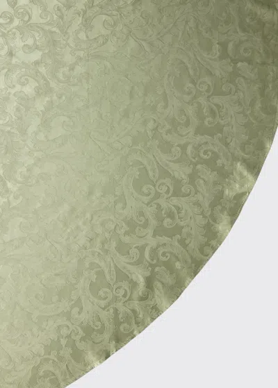 Sferra Acanthus Jacquard Round Tablecloth, 104 "dia In Sage