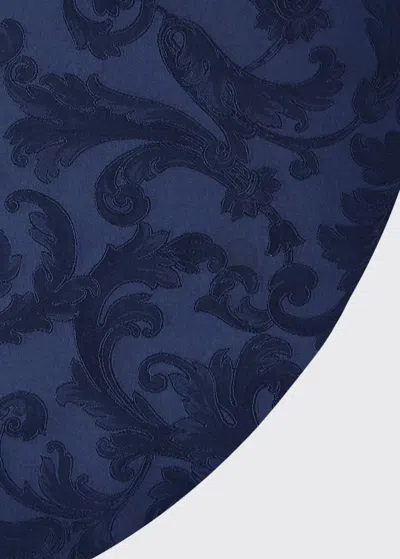 Sferra Acanthus Jacquard Round Tablecloth, 90"dia In Sapphire
