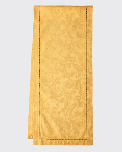 Sferra Acanthus Jacquard Table Runner, 15" X 108" In Gold