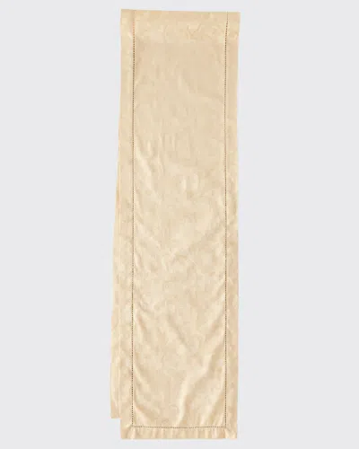Sferra Acanthus Jacquard Table Runner, 15" X 108" In Parchment