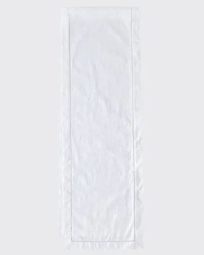 Sferra Acanthus Jacquard Table Runner, 15" X 108" In White