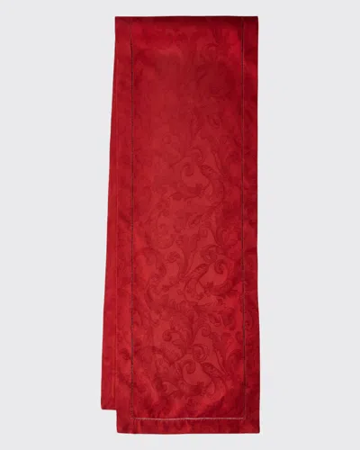Sferra Acanthus Jacquard Table Runner, 15" X 72" In Garnet