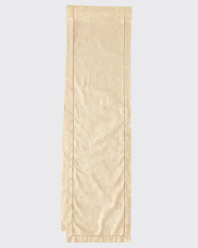 Sferra Acanthus Jacquard Table Runner, 15" X 72" In Parchment