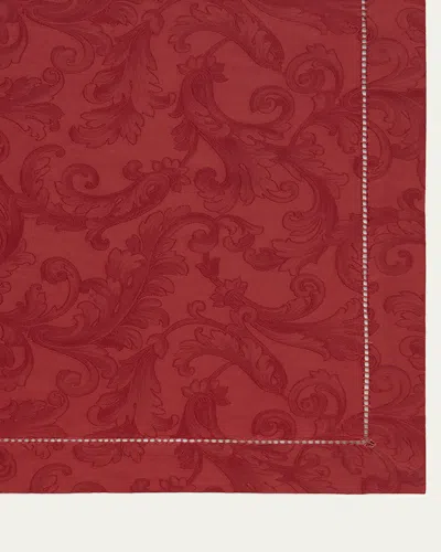 Sferra Acanthus Jacquard Tablecloth 70" X 126" In Red