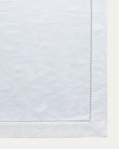 Sferra Acanthus Jacquard Tablecloth 70" X 90" In White