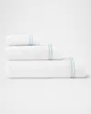 Sferra Aura Nuova Cotton Terry Bath Sheet In White/ Aqua