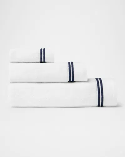 Sferra Aura Nuova Combed Cotton Bath Towel In White/navy