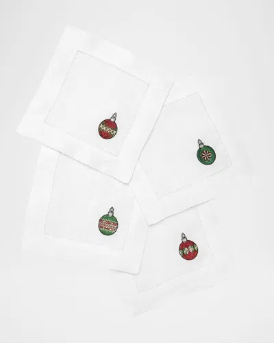 Sferra Bagattelle Cocktail Napkins, Set Of 4 In White/multi